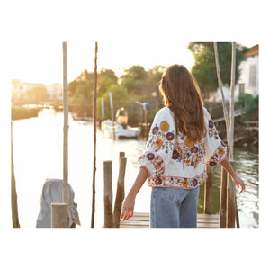 M.A.B.E. - Greta Cotton Embroidered Jacket | Orange