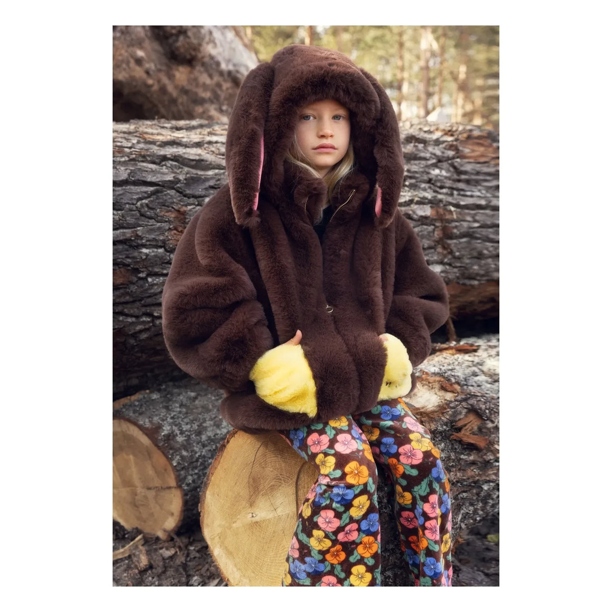 Mini Rodini - Rabbit Fur Jacket Recycled Fibers | Brown