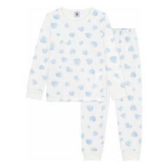 Petit Bateau - Organic Cotton Dyed Heart Pajamas | White