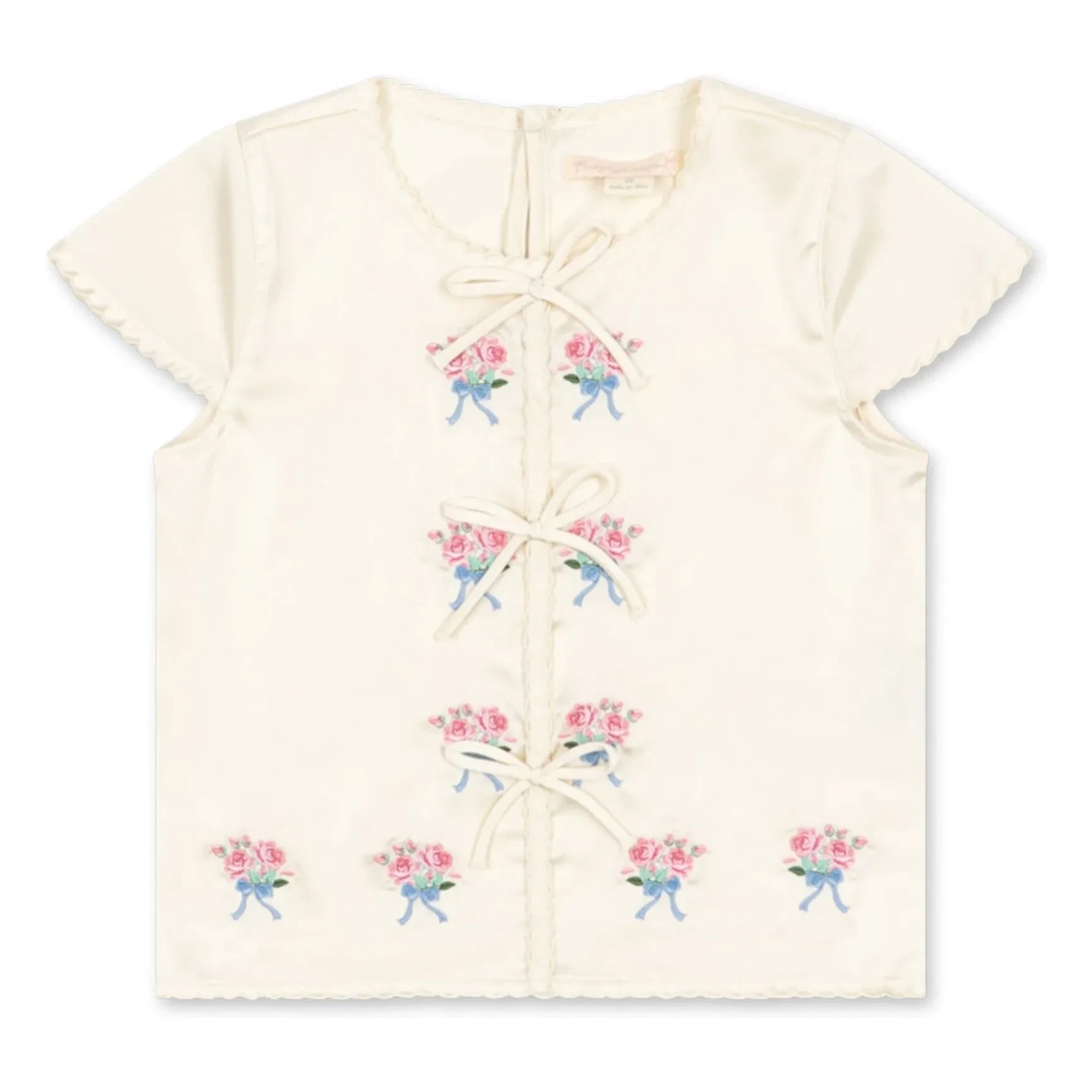Konges Sløjd - Shimmer Embroidered Tie Blouse | Ecru