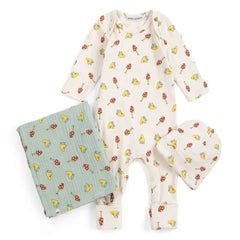 Bobo Choses - Organik Pamuklu Mantar Tulum, Bez ve Şapka Hediye Seti | Ekru