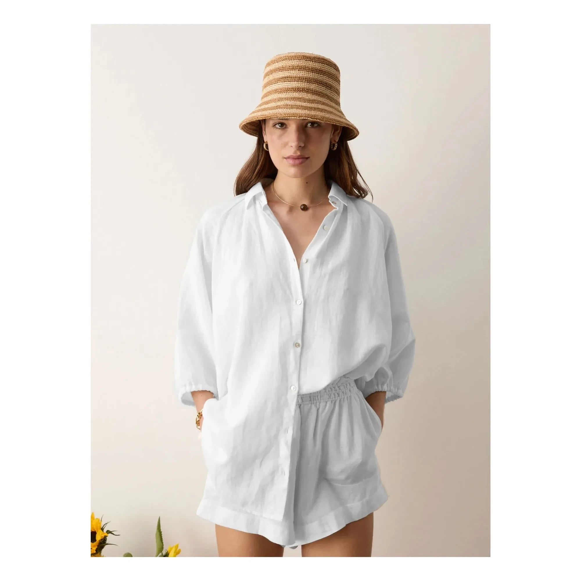 Boteh - La Ponche Linen and Cotton Shorts | Light Blue