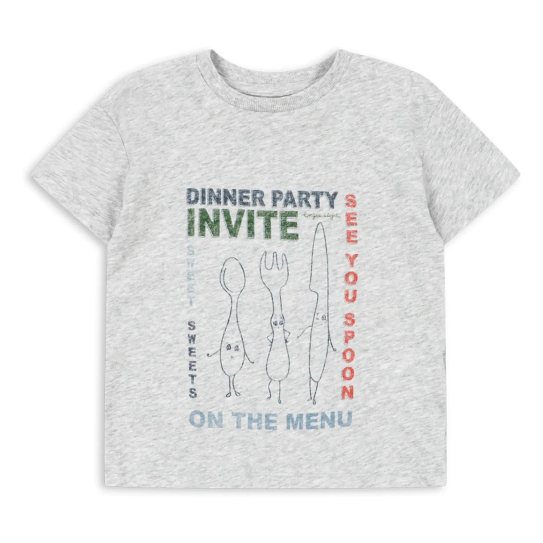 Konges Sløjd - Famo Dinner Party Organic Cotton T-Shirt | Grey Melange