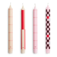 Hay - Desenli mumlar - 4'lü set | Kırmızı