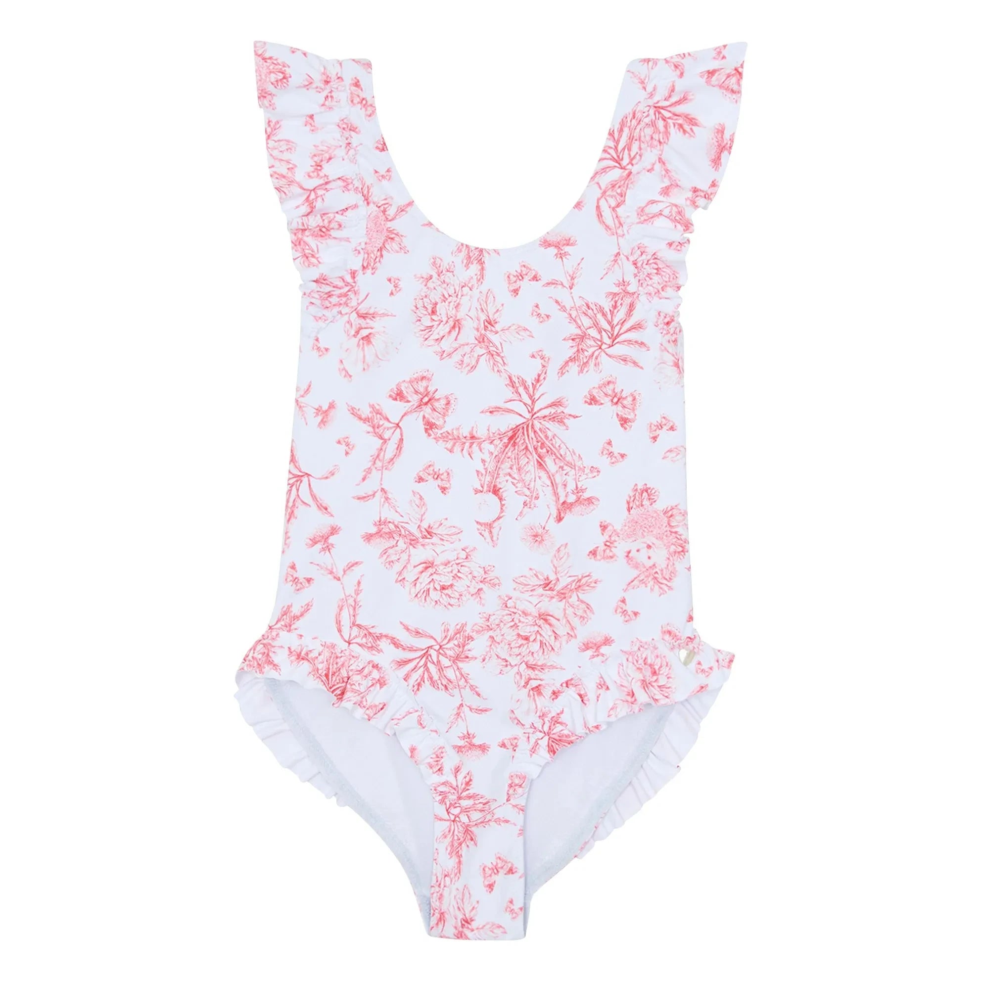 Tartine et Chocolat - Flounced Floral Pattern Swimsuit | White