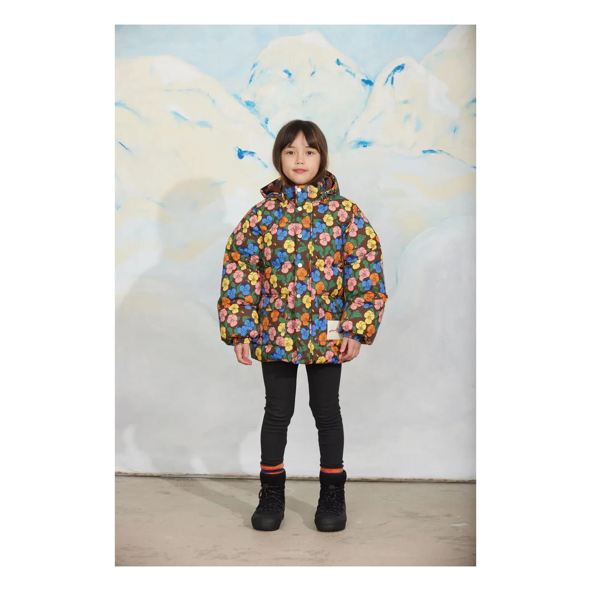 Mini Rodini - Floral Print Recycled-Fiber Puffer Jacket | Black