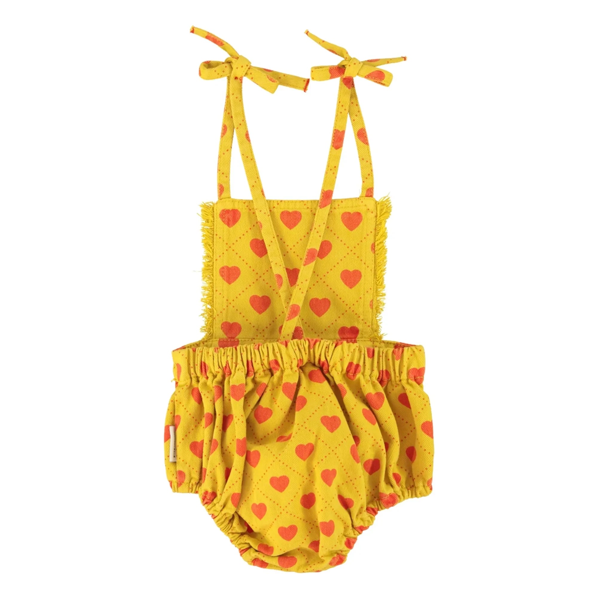 Piupiuchick - Knotted Hearts Gabardine Romper | Mustard
