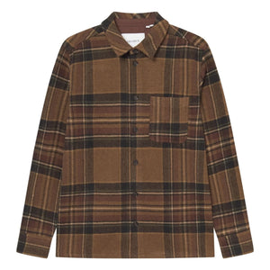 Les Deux - Checkered wool overshirt | Brown