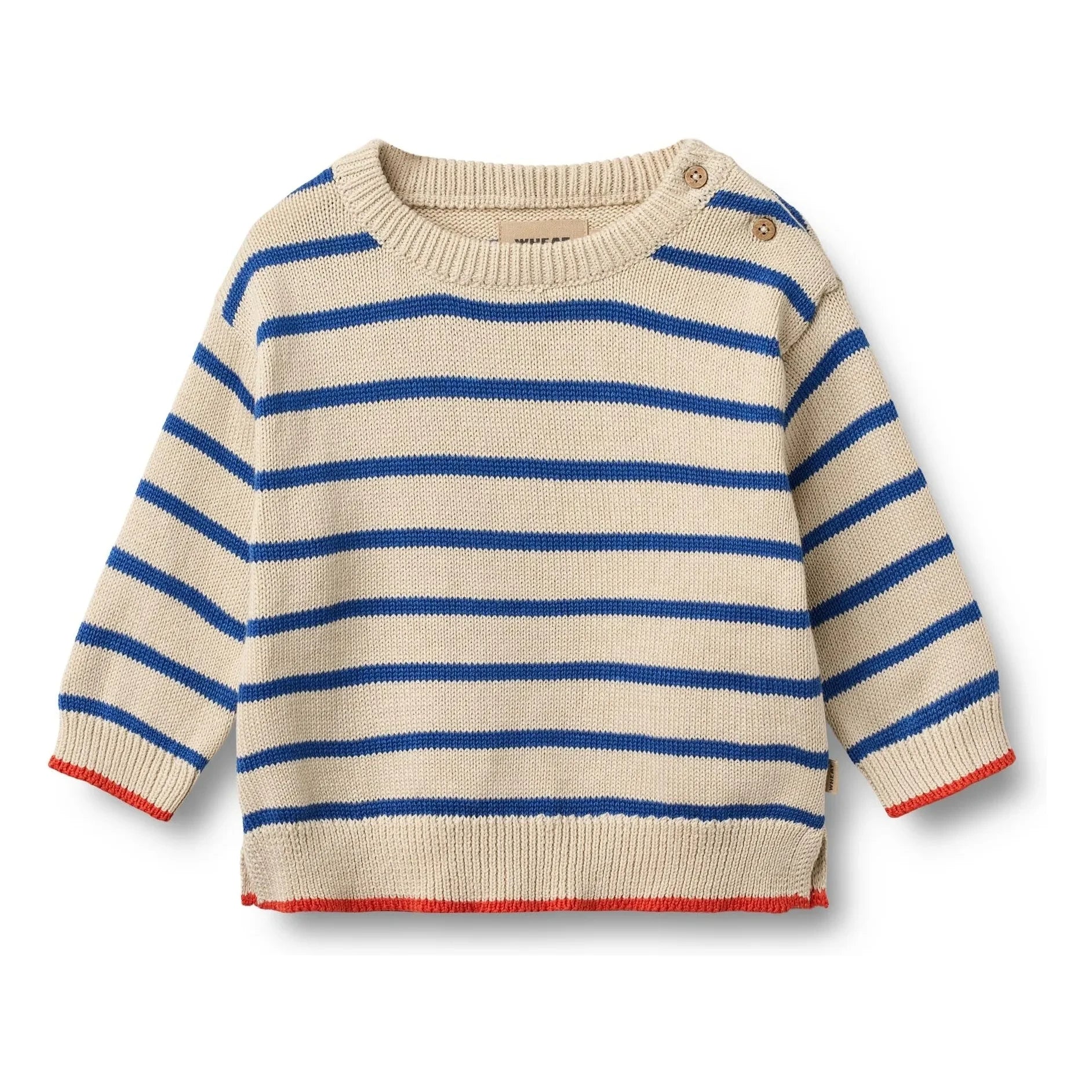 Wheat - Morgan Organic Cotton Striped Knit Sweater | Blue