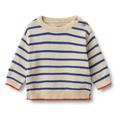 Wheat - Morgan Organic Cotton Striped Knit Sweater | Blue