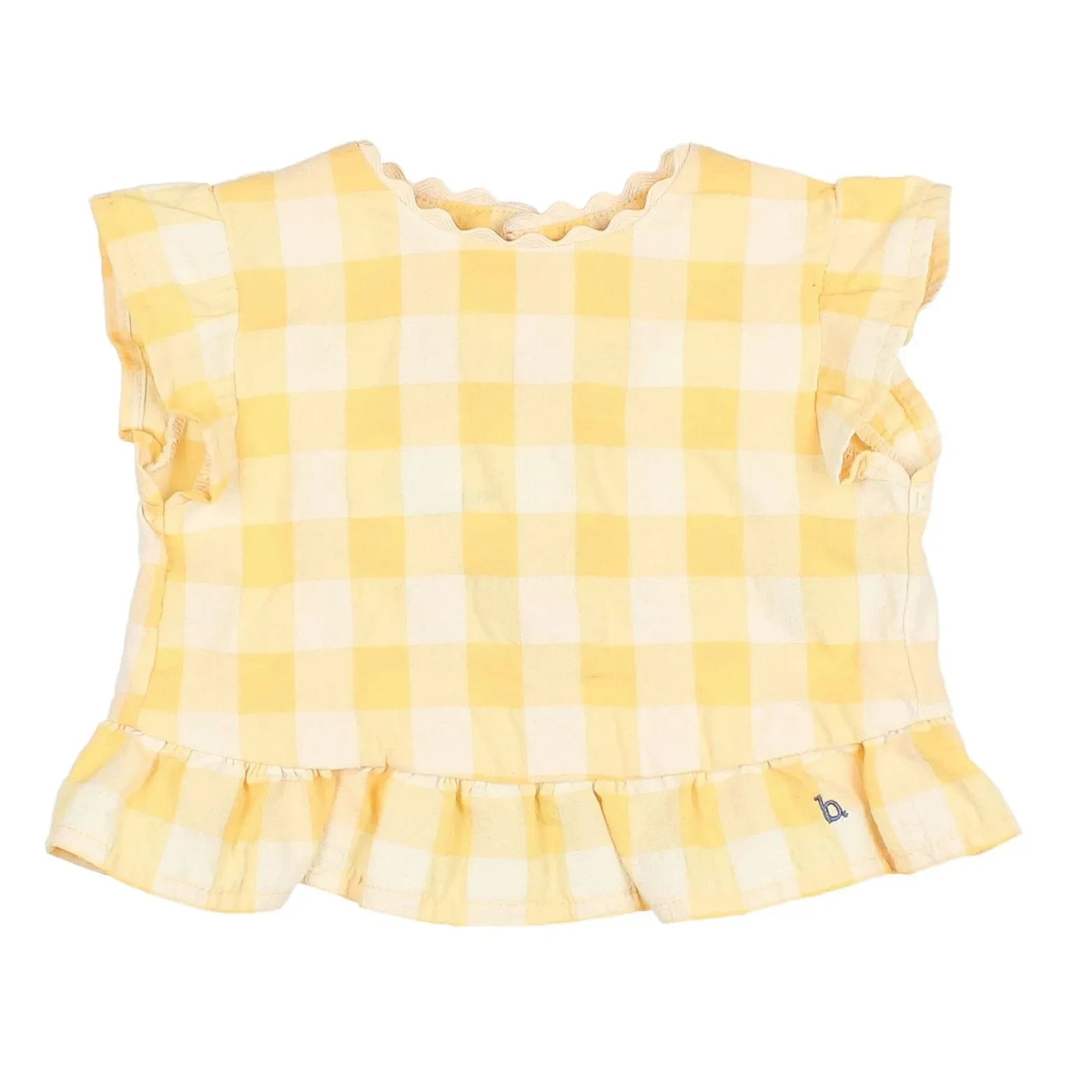 Búho - Yellow Organic Cotton Seersucker Ruffled Top