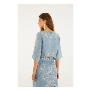 Farm Rio - Richelieux Blouse | Light Blue Denim