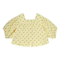 Tocoto Vintage - 3/4 Kollu Çiçek Desenli Bluz | Sarı