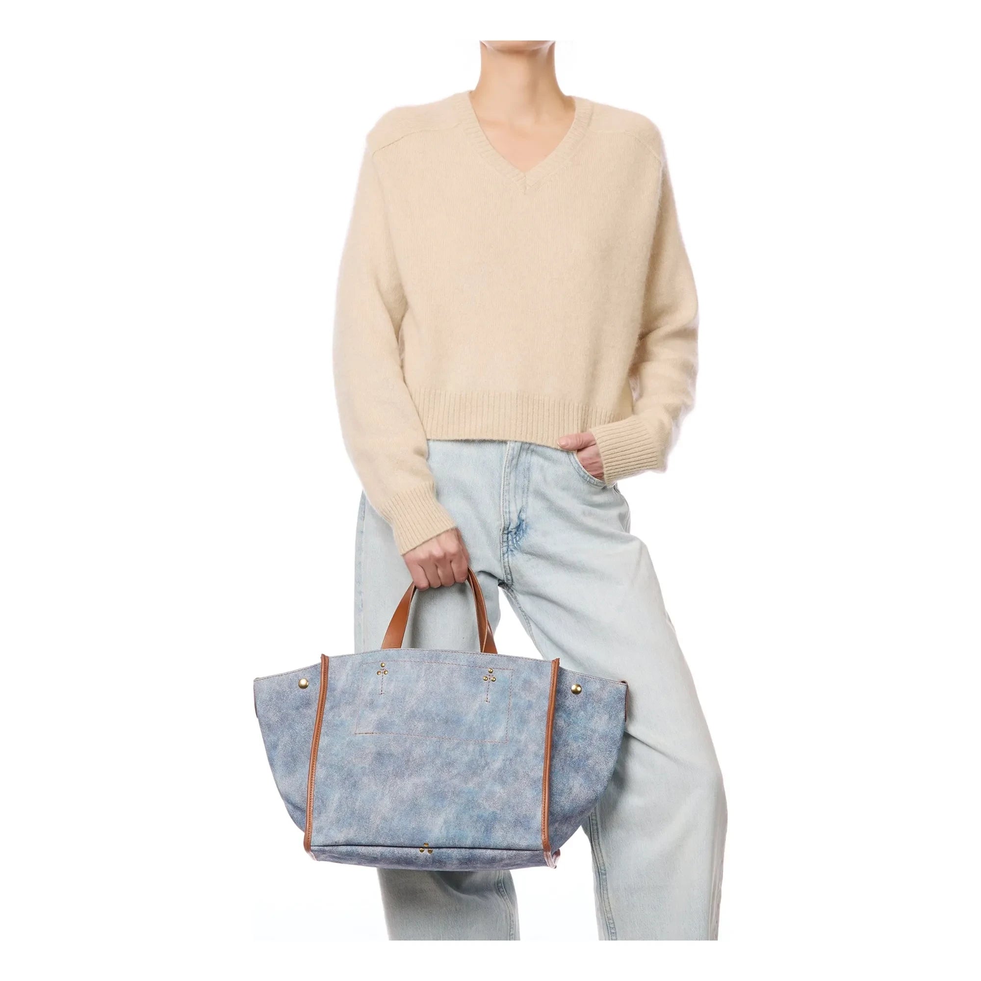 Jérôme Dreyfuss - Léon M Velvet Textured Bag | Light Blue