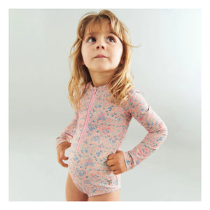 Wheat - Margot Fleuri Recycled Fiber UV Protection Swimsuit | Light Pink