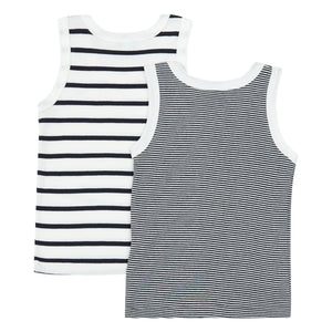 Petit Bateau - Pack of 2 Organic Cotton Striped Singlets | Blue