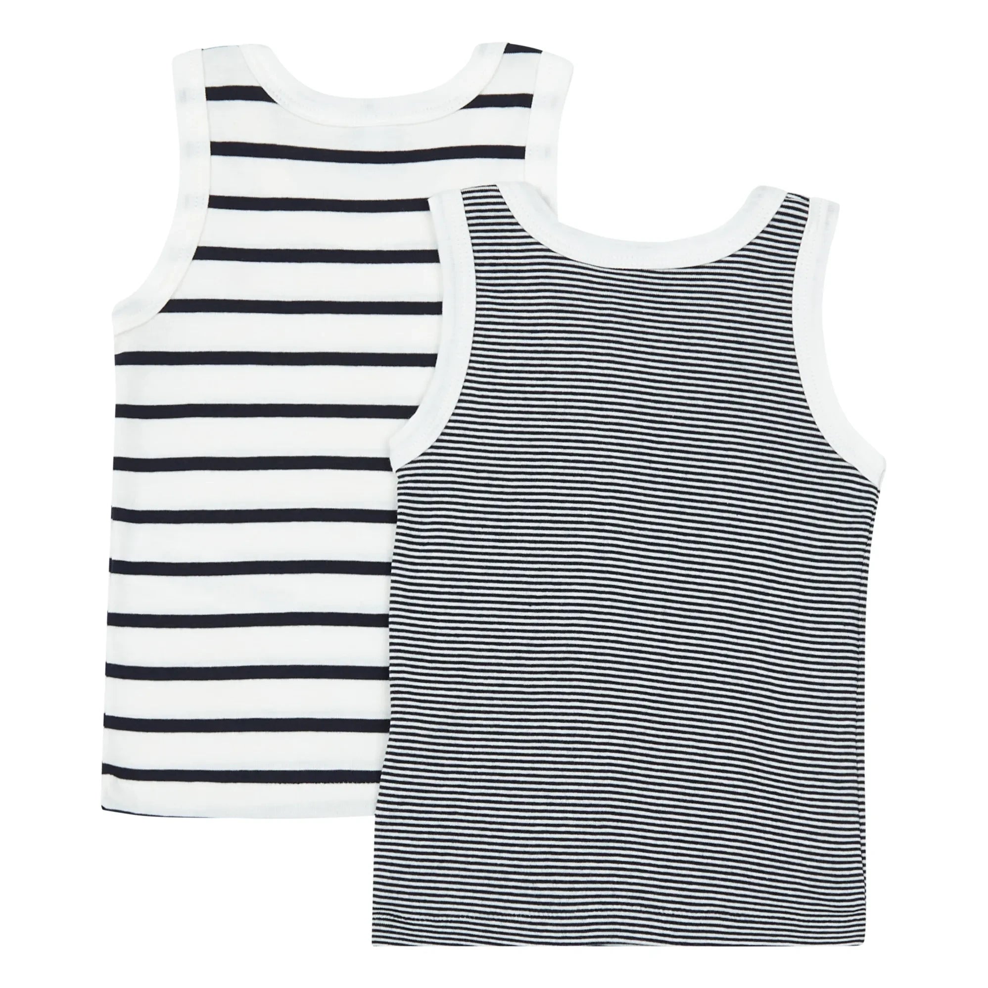 Petit Bateau - Pack of 2 Organic Cotton Striped Singlets | Blue