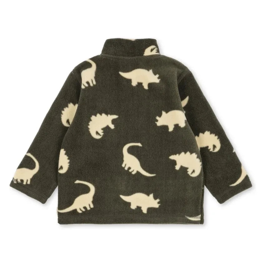 Konges Sløjd - Tavi Dinosaurs Fleece Sweatshirt Recycled Fiber | Khaki