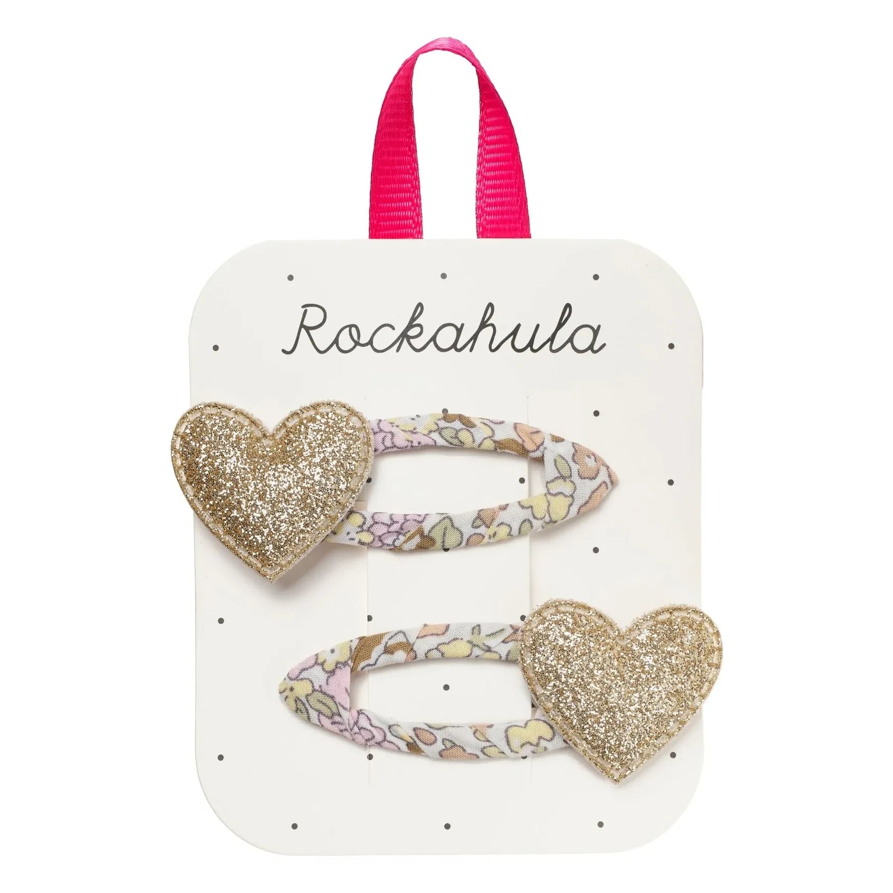 Rockahula Kids - 2 Çiçekli Kalp Tokası Seti | Altın