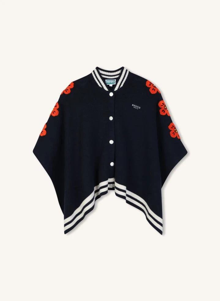 Kenzo - Floral Buttoned Cape | Night Blue