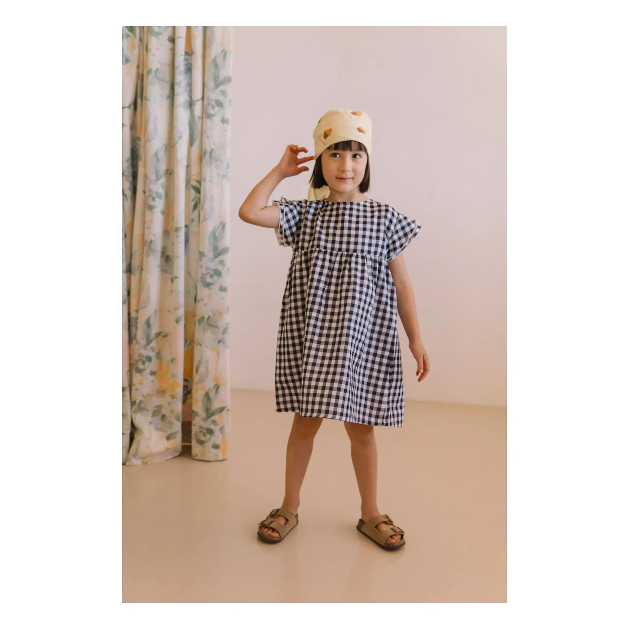 Studio Bohème - Cousine Vichy Organic Cotton Gauze Dress | Black