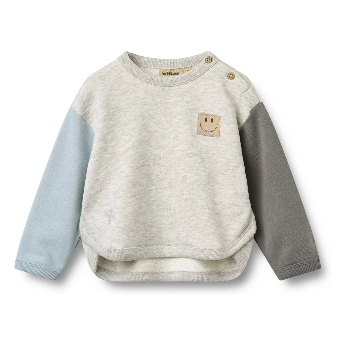 Wheat - Emery Smiley organic cotton sweatshirt | Grey melange
