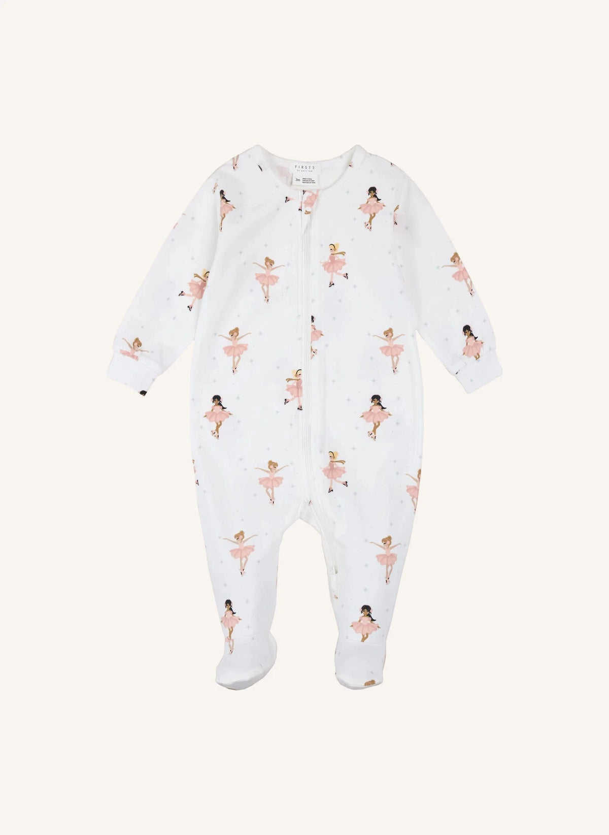 Petit Lem - Organic Cotton "Skater" Footed Pajamas | Ecru