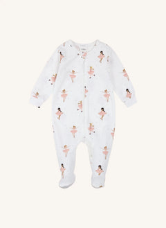 Petit Lem - Organic Cotton "Skater" Footed Pajamas | Ecru