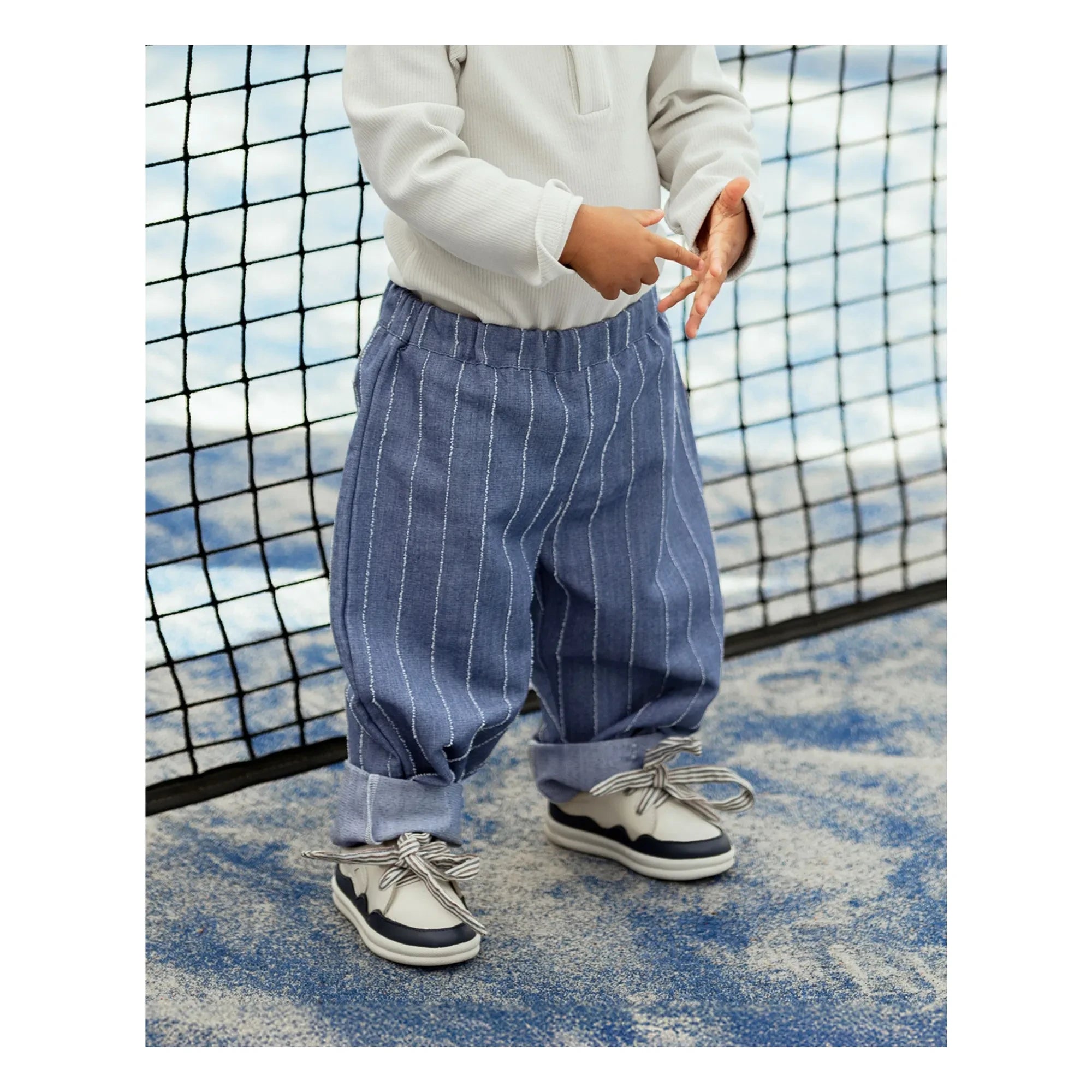 Donsje - Çizgili Mink Pantolon | Denim Mavi