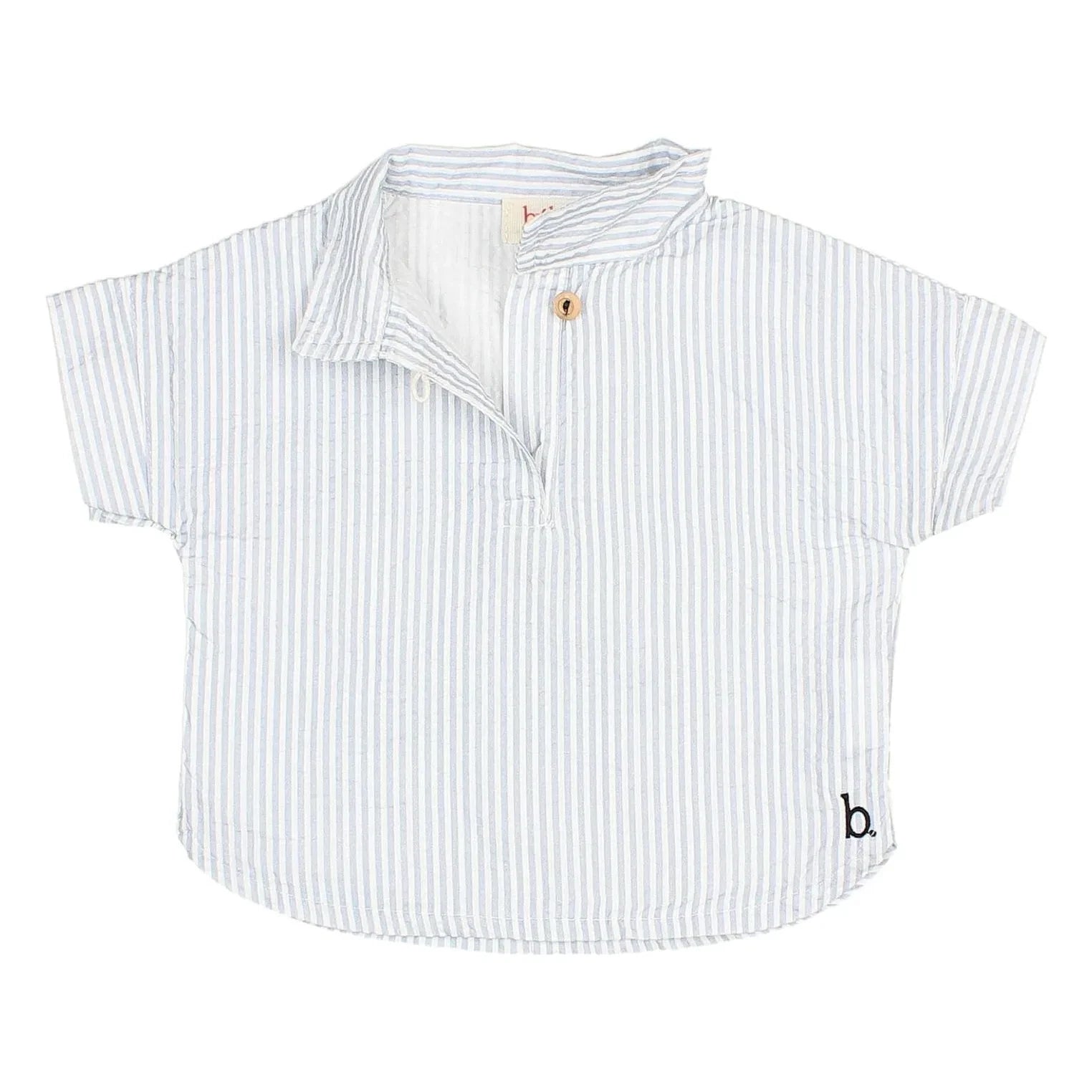 Búho - Striped seersucker shirt | Light blue