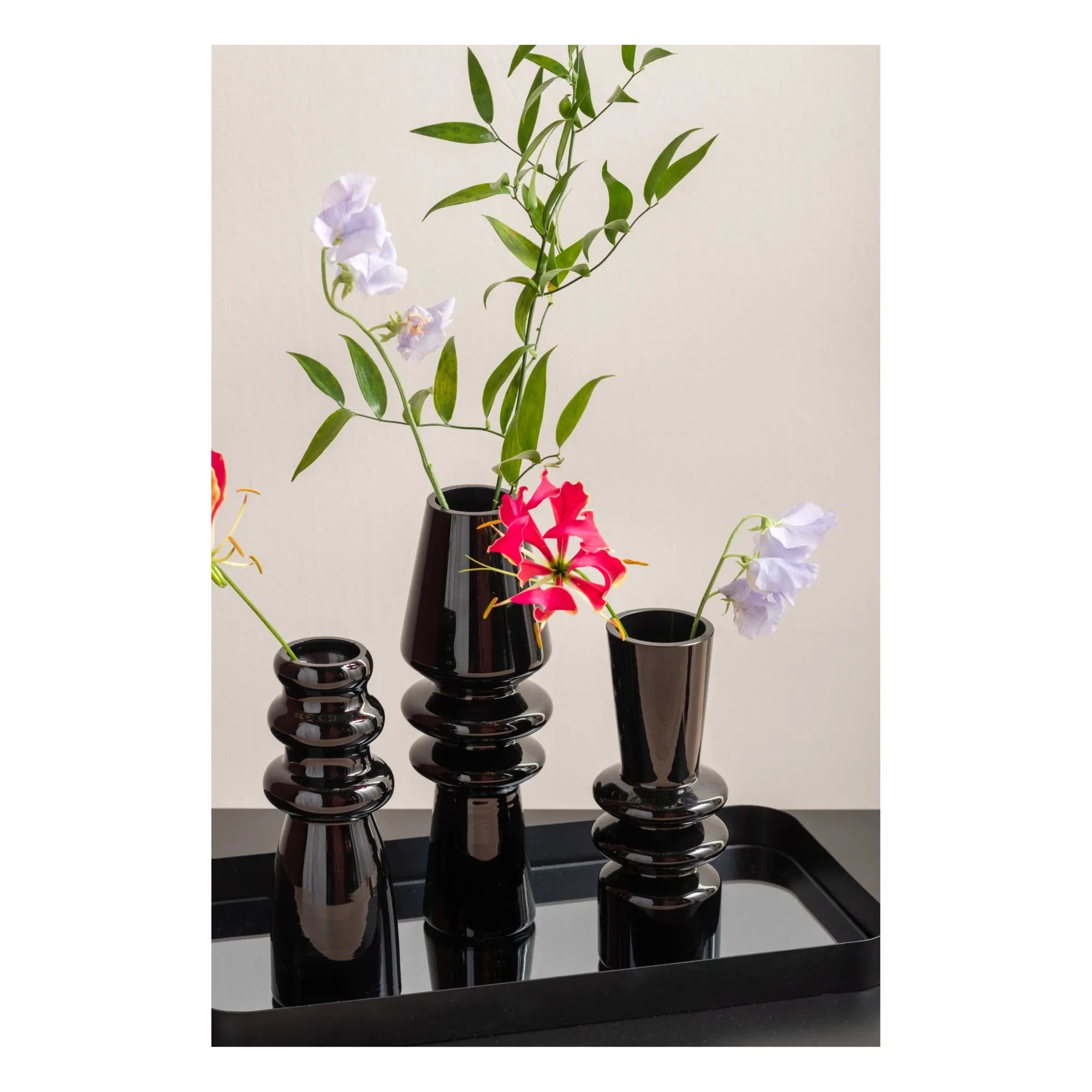 Present Time - Sparkle Flat Vase | Black