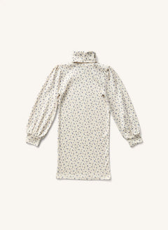 Soor Ploom - Calico Balloon Sleeve Turtleneck Dress | Ecru