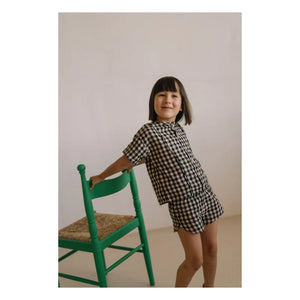 Studio Bohème - Georgette Gingham Organik Pamuklu Gazlı Şort | Siyah