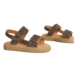 du Loua - Du Malu Leopar Süet Sandaletler | Kahverengi