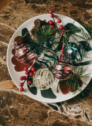 Broste Copenhagen - Glass Curved Christmas Ornaments - Set of 3 | White
