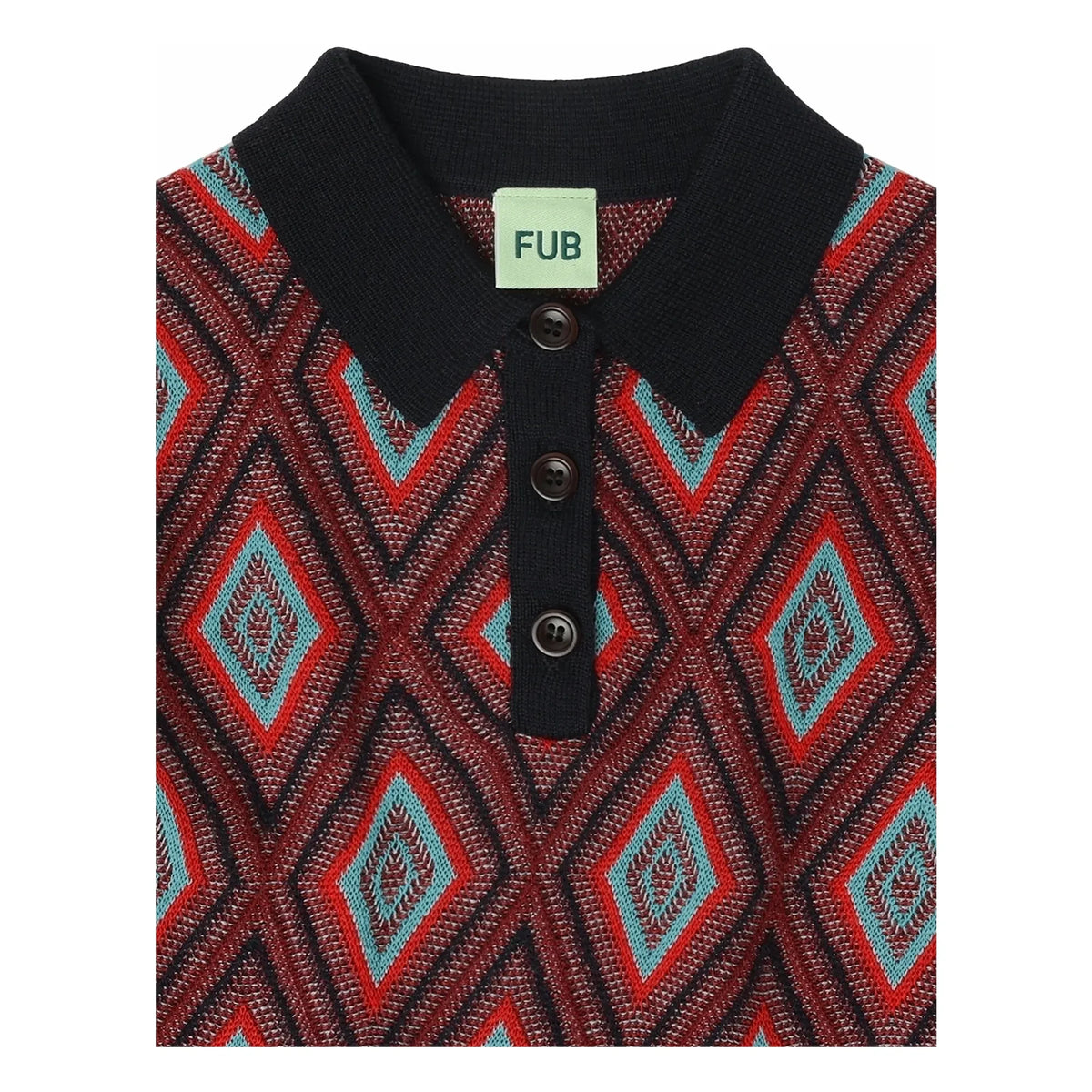 FUB - Harlequin Merino wool polo shirt | Navy