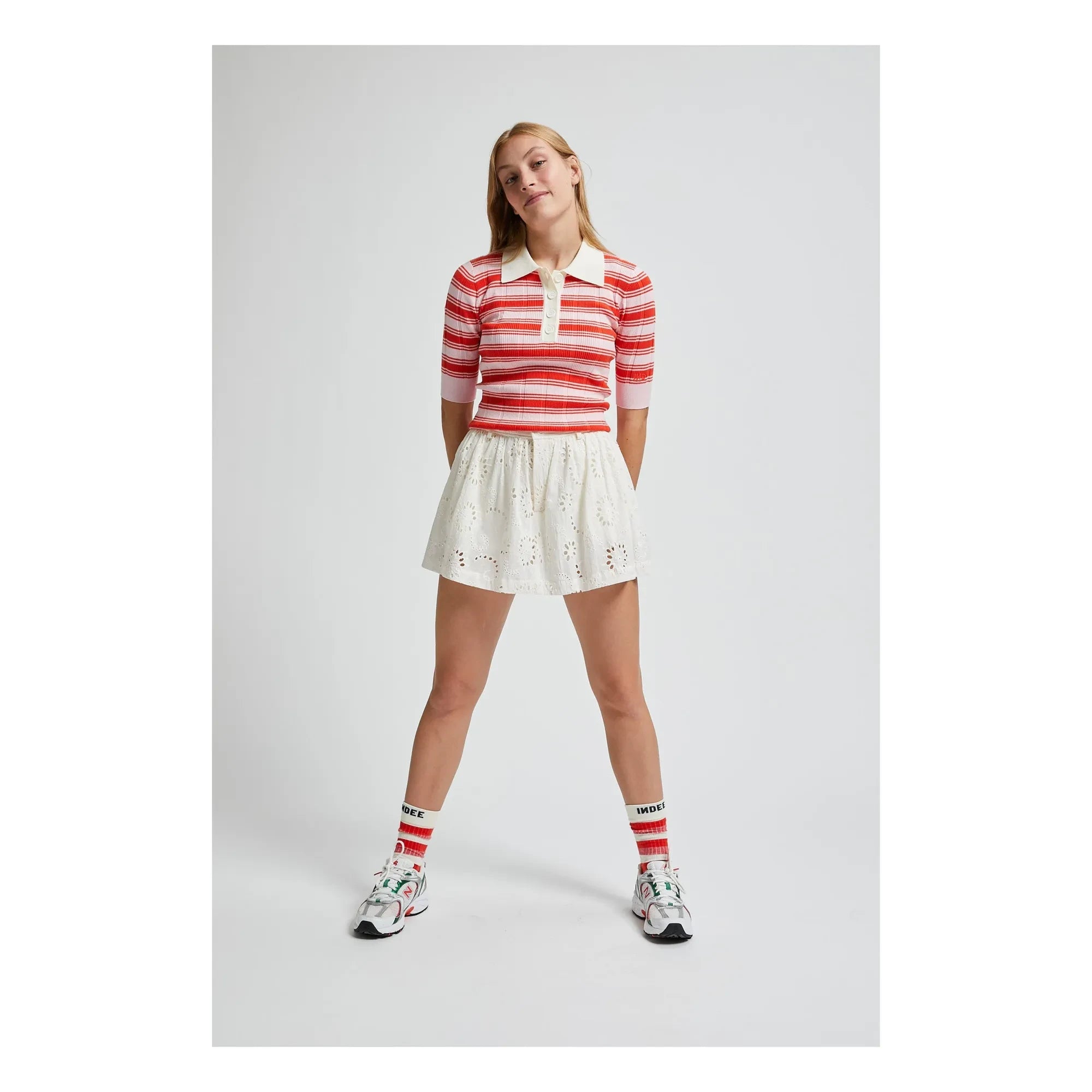 Indee - Broderie Anglaise Mini Skirt Vendee | White