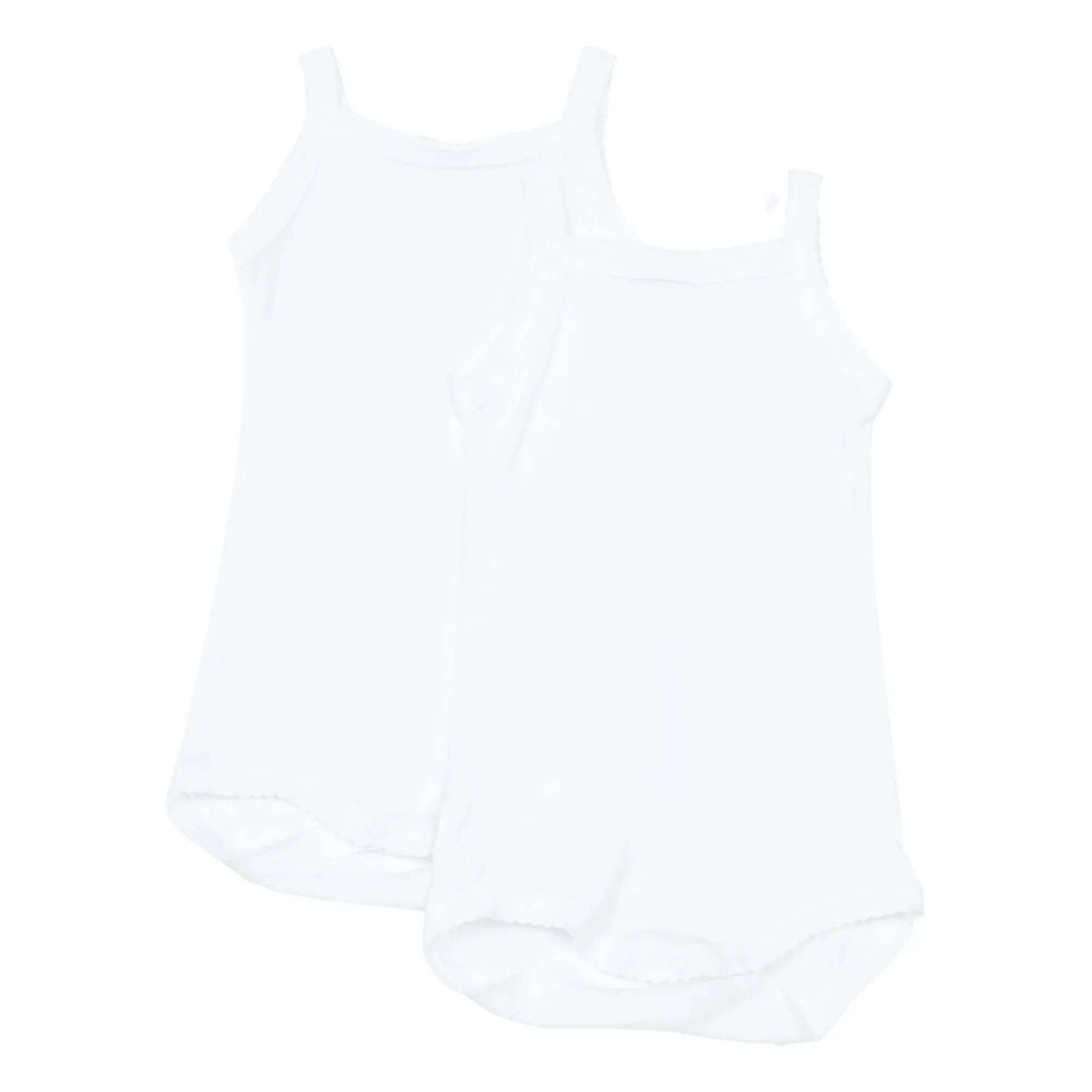 Petit Bateau - Pack of 2 Organic Cotton Sleeveless Baby Rompers | White
