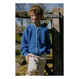 Yuki - Organic Cotton Raglan Cardigan | Blue