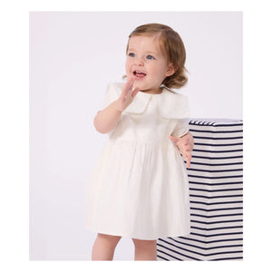 Petit Bateau - Linen and Organic Cotton Sailor Collar Dress and Bloomer Set | White