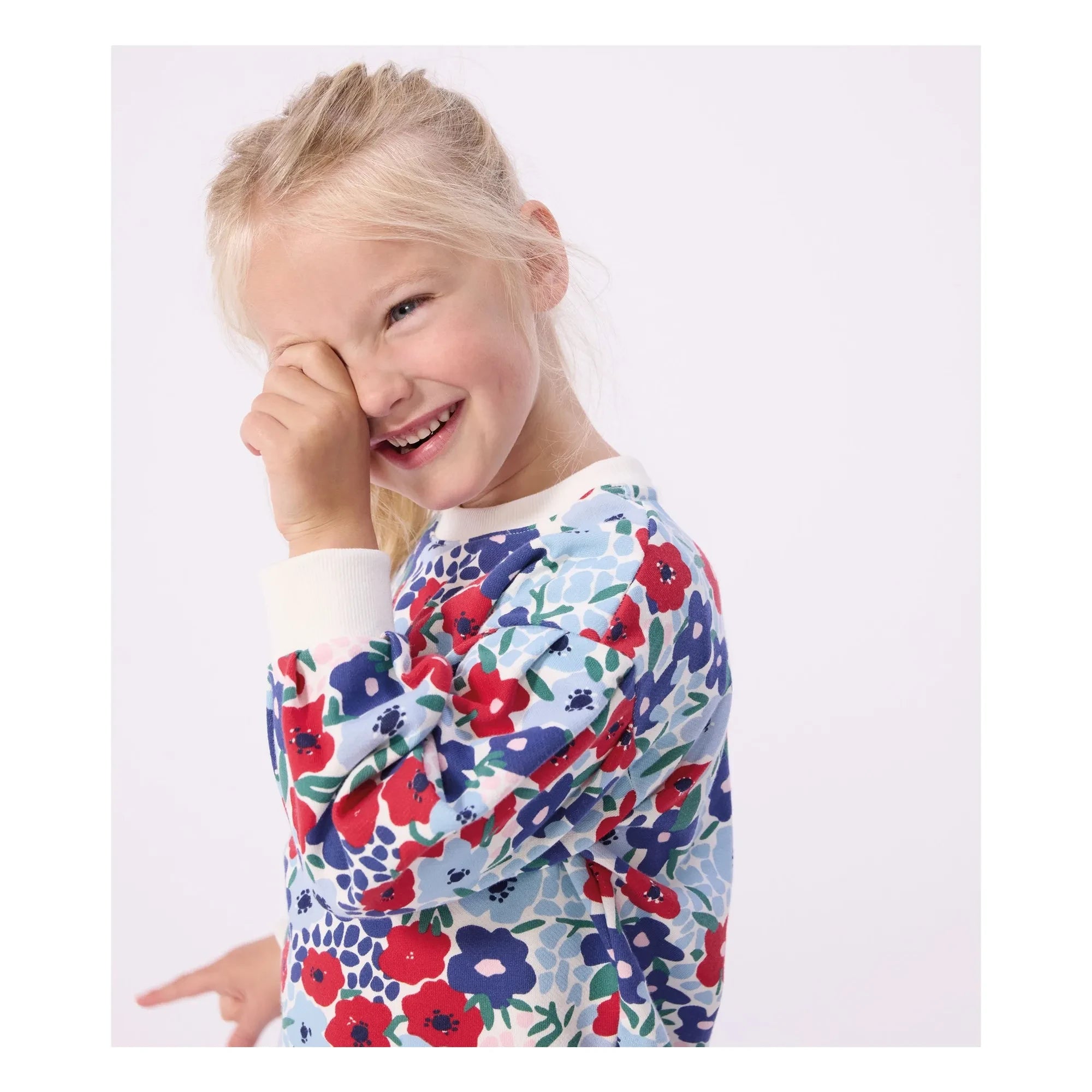 Petit Bateau - Floral Pattern Fleece Sweatshirt | Blue