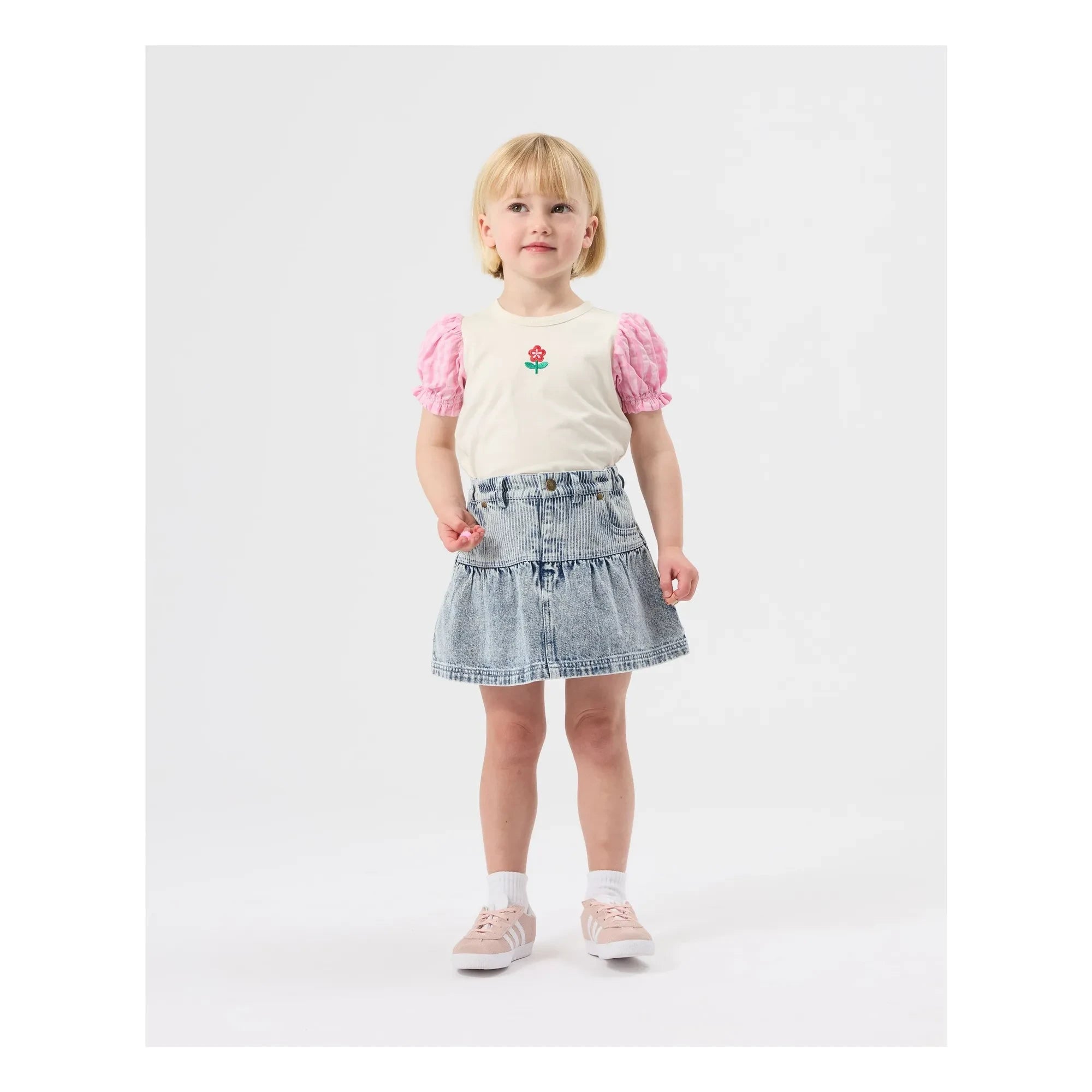 Goldie + Ace - Vichy Balloon Sleeve T-shirt | Cream