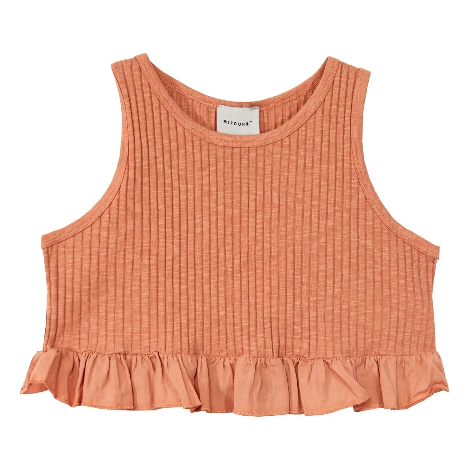 Mipounet - Ribbed Ruffled Top Zoé Organic Cotton | Orange
