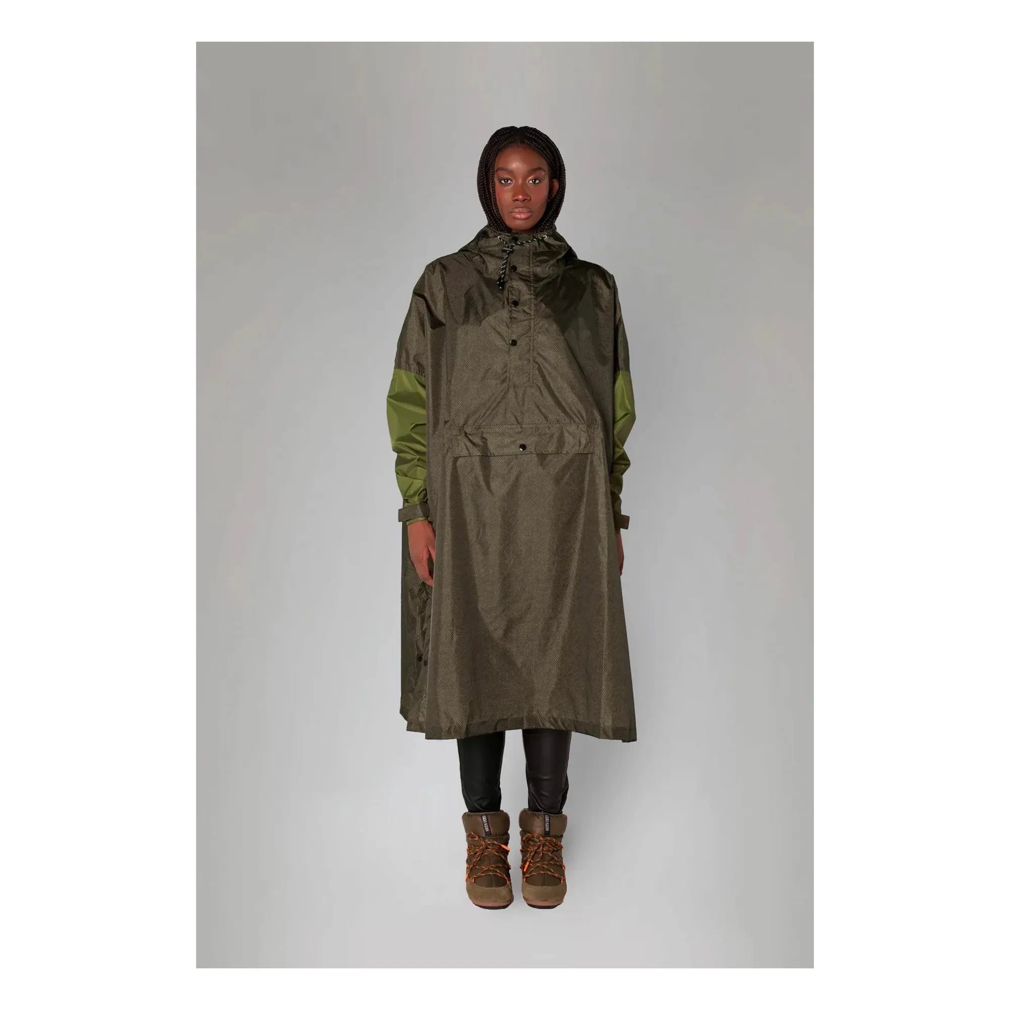 Rainkiss - Herringbone Raincoat Cape - Women's Collection | Brown