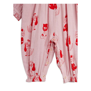 Mini Rodini - Organic Cotton Animal Romper | Pink
