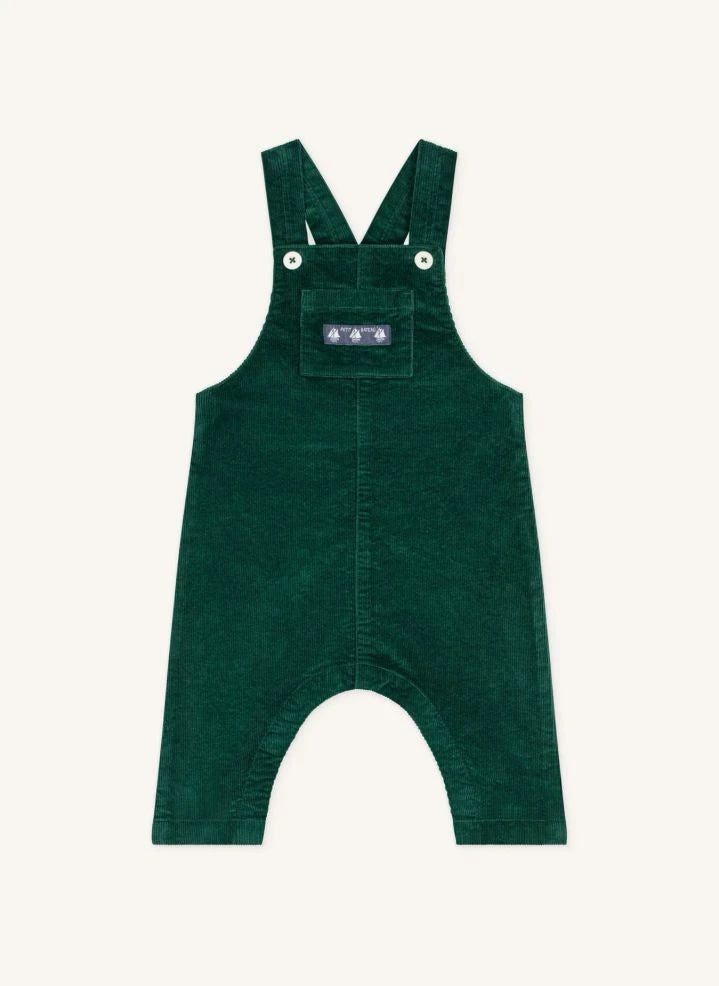 Petit Bateau - Organic Cotton Velvet Overall | Chrome Green