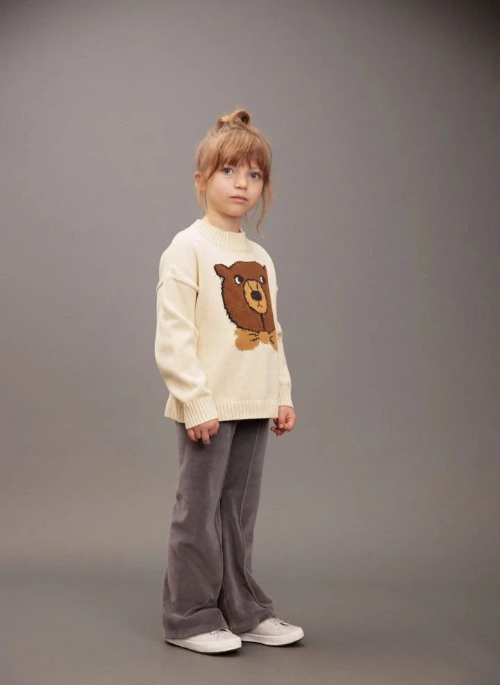 Mini Rodini - Intarsia Organic Cotton Bear Sweater | Ecru