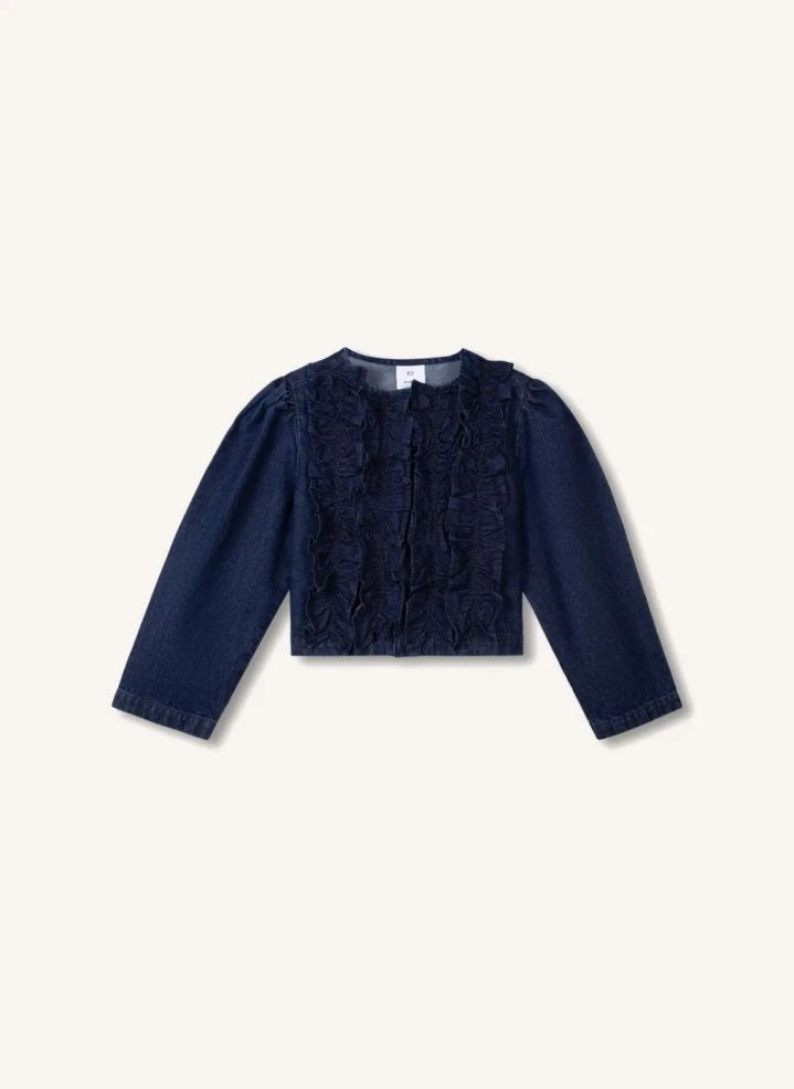 Wynken - Denim Ruffled Jacket | Dark Blue