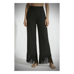 Vanessa Sposi - Linen Fringed Trousers | Black