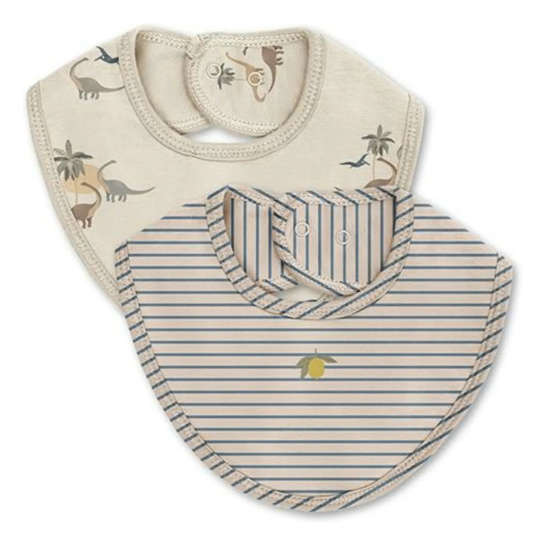 Konges Sløjd - 2-Pack Dinosaur Bib Set | Beige